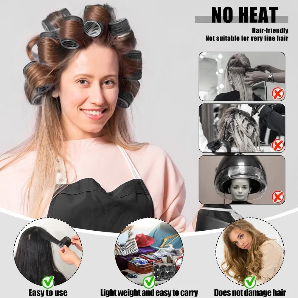 BRAND NEW 💫 4 Sizes Rollers Hair Curlers, 50 Pcs Set Jumbo Hair Rollers